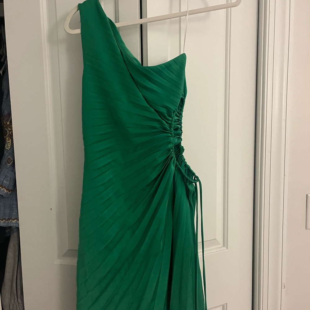 Hello Molly Vibrant Green One-Shoulder Dress